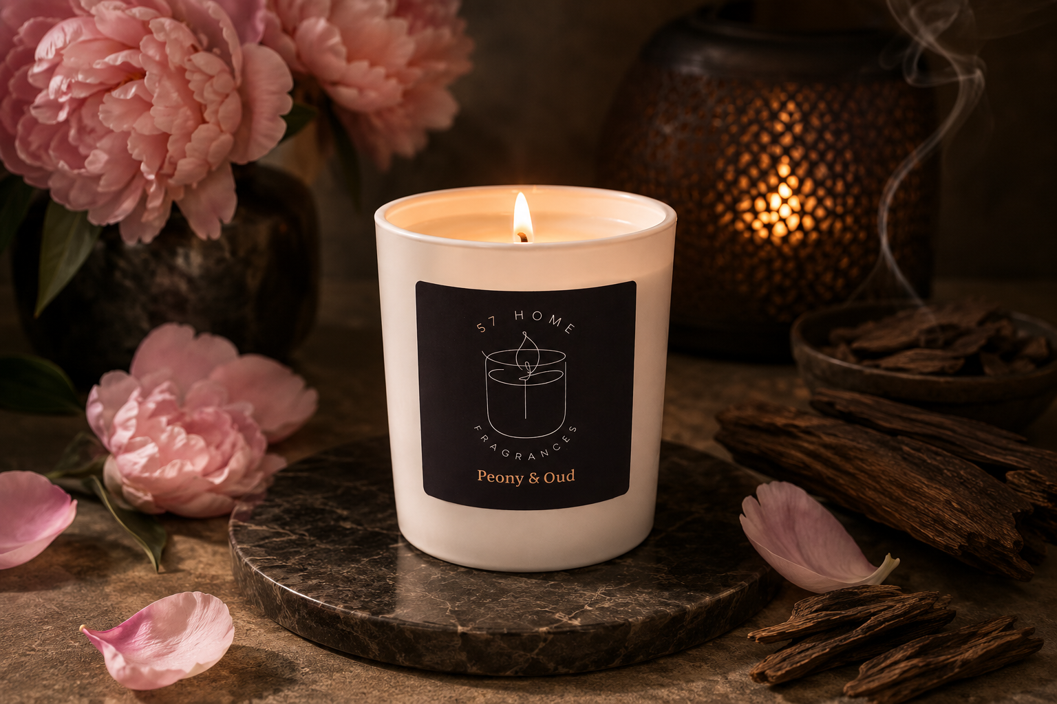 Peony & Oud Scented Candle